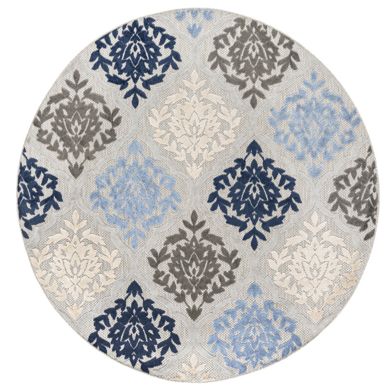 Abubakar Geometric Machine Woven Indoor/Outdoor Area Rug, Round 7'11''