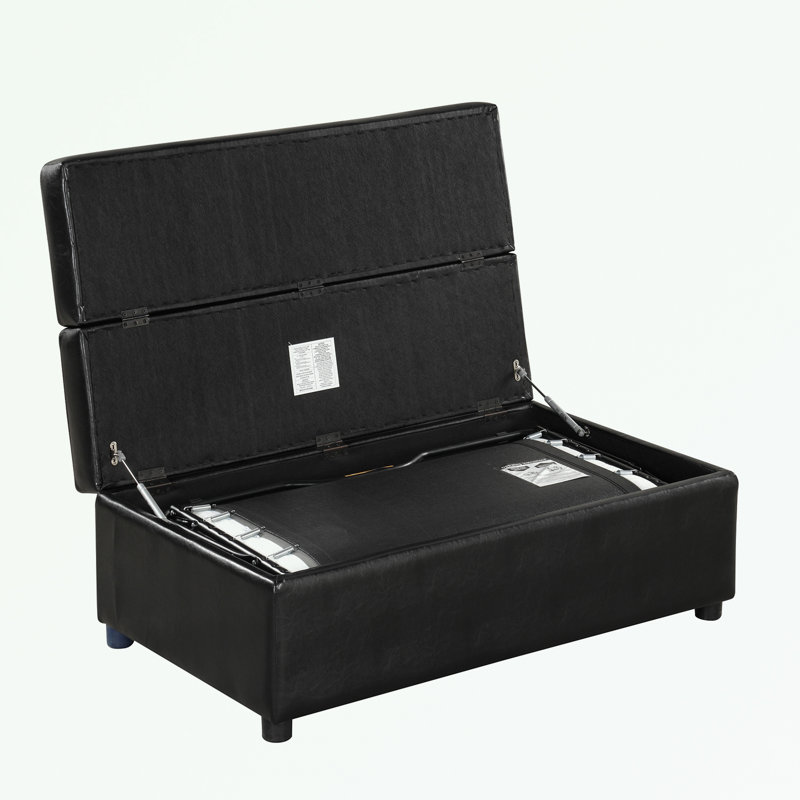 Repose-pieds simple pliant avec pieds en bois, Noir