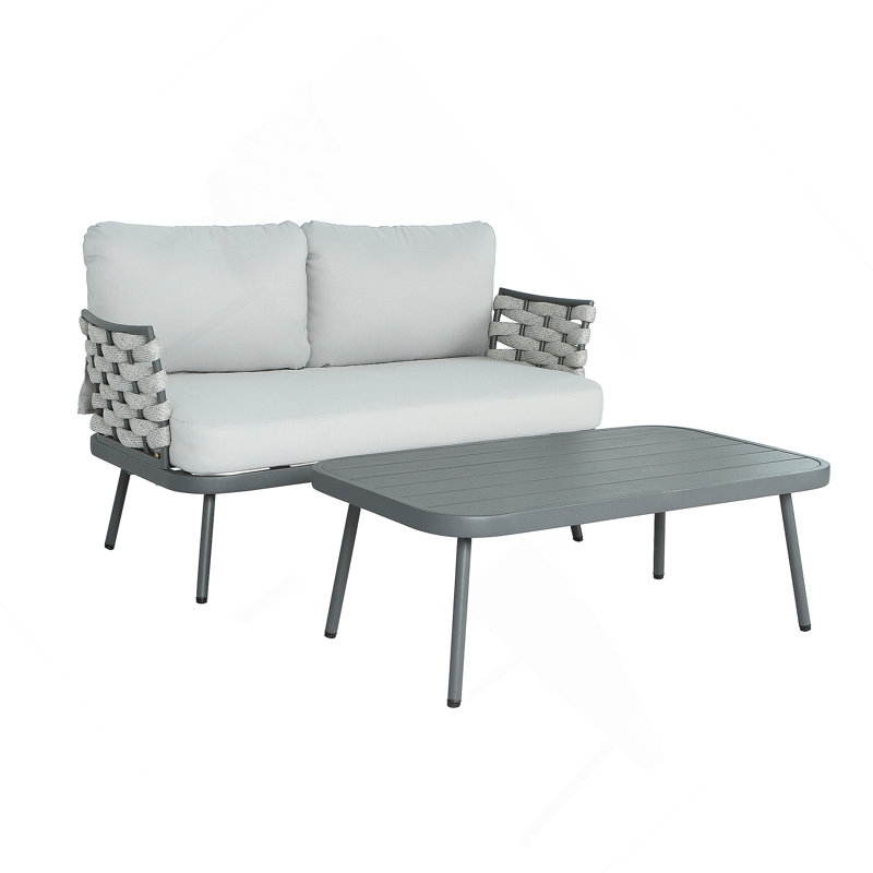 Causeuse et table en acier, gris, Gris, Gris