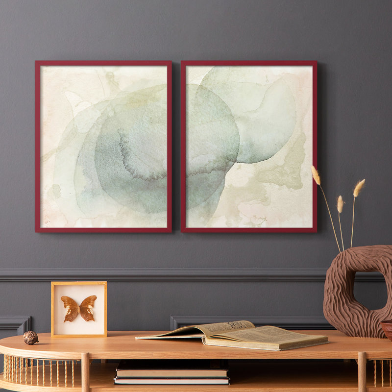 Softwash Abstract  I-Premium Framed Print -Ready to Hang - No Nails Required - No Nails Required, Red, 15" H x 24" W