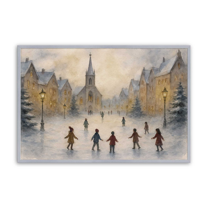 «Frosted Village Joy», reproduction d'art, 18 po x 24 po, Chrome poli