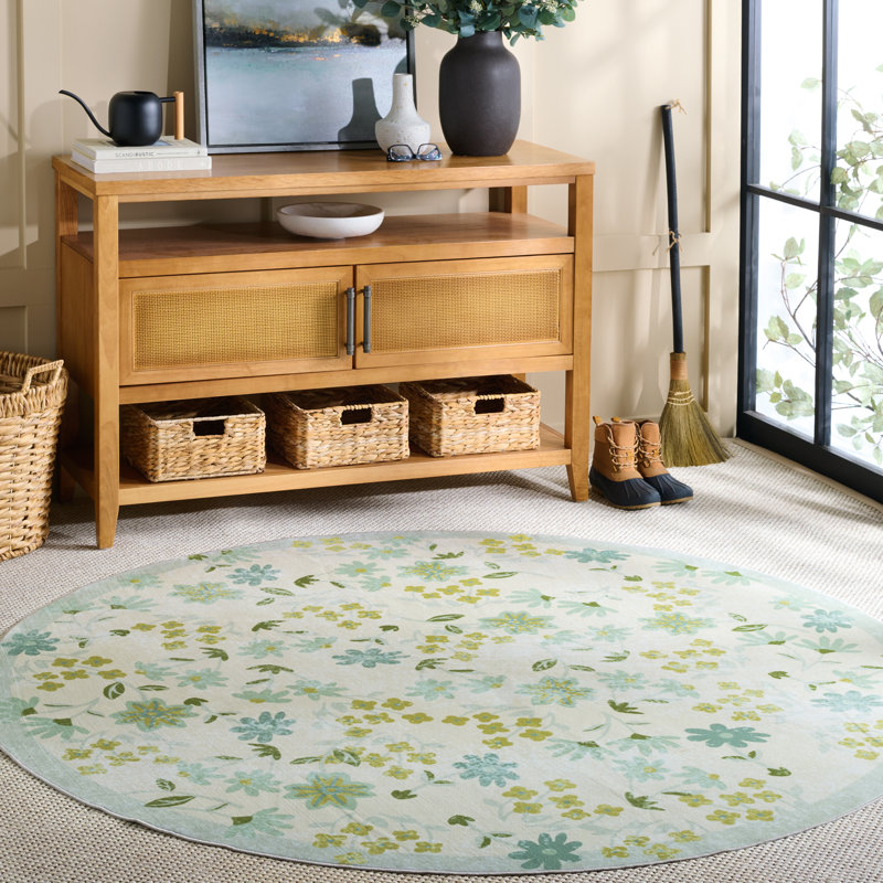 Tapis floral performance lavable à la machine MSRW 189, Rond 6 pi