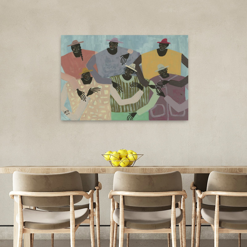 «Group Chat», art mural moderne abstrait coloré, H 24 po x l 36 po