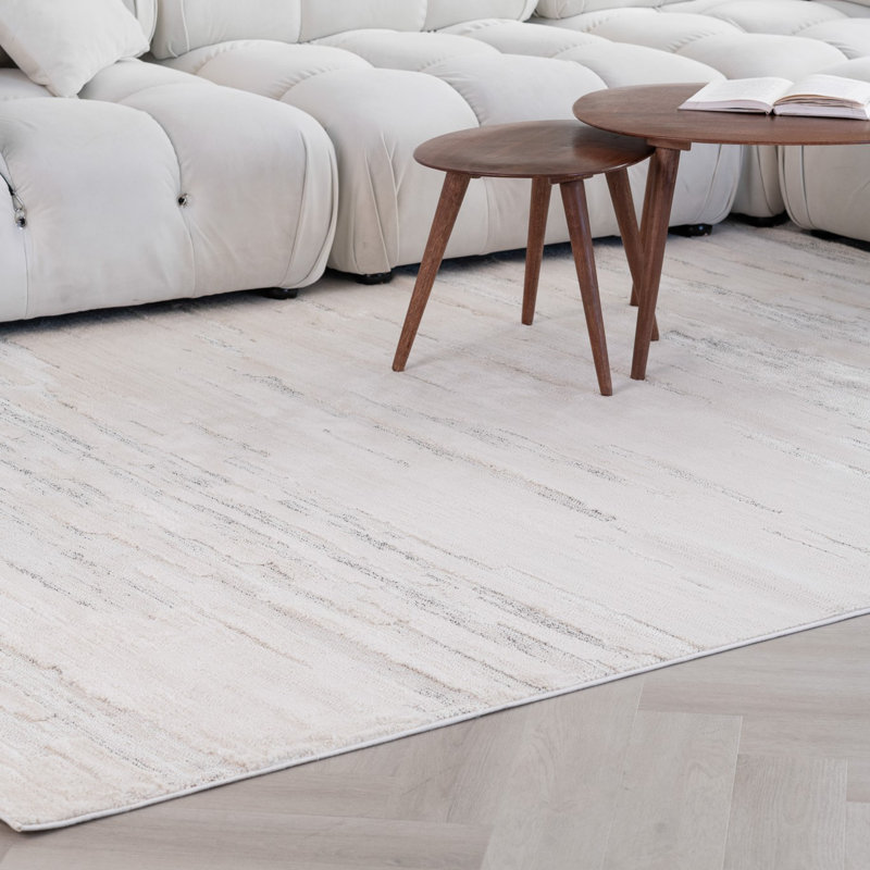 Rug Modern Indoor Area Rug, Beige Cream., Rectangle 5'3" x 7'7"