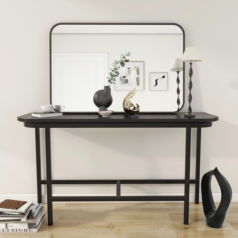 Miroir rectangulaire mural, 38,81 po x 26,52 po, Noir, noir, noir, noir