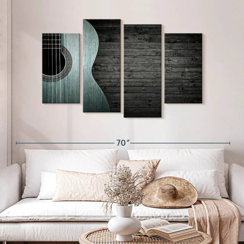 Abarca Vignette, guitare bleue, H 32 po x l 52 po