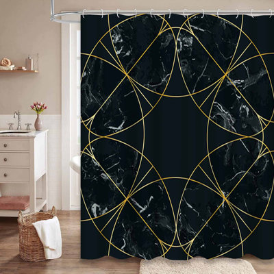 Rideau de douche à motif géométrique Art Deco avec 12 crochets