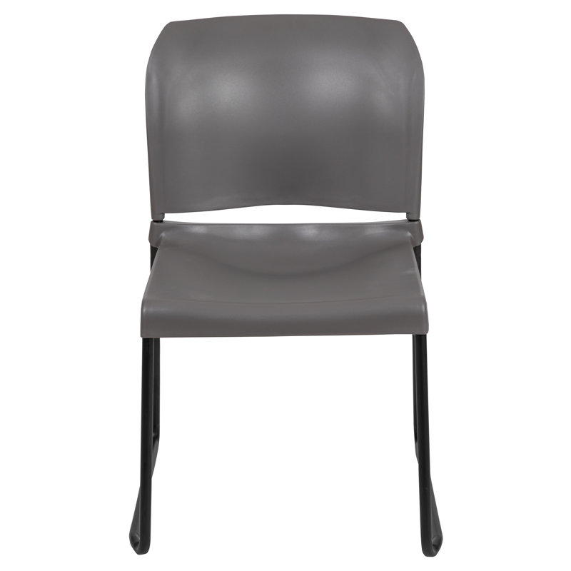 Chaise empilable à dossier plein avec base thermolaquée Oliverson d'une capacité de 880 lb., Noir, Gris