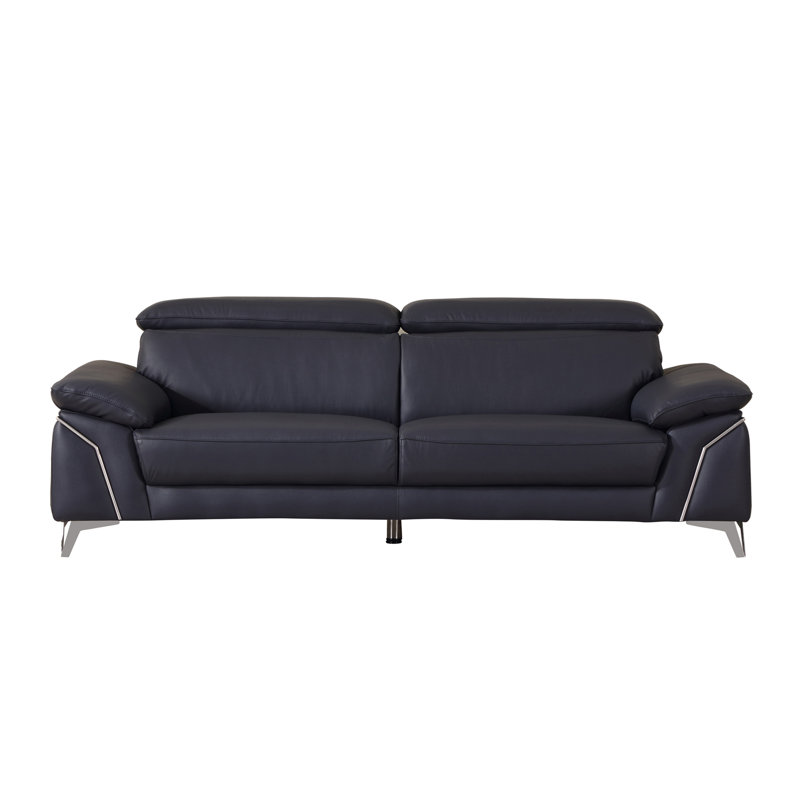 Canapé en cuir italien Top Grain, Cuir bleu marine