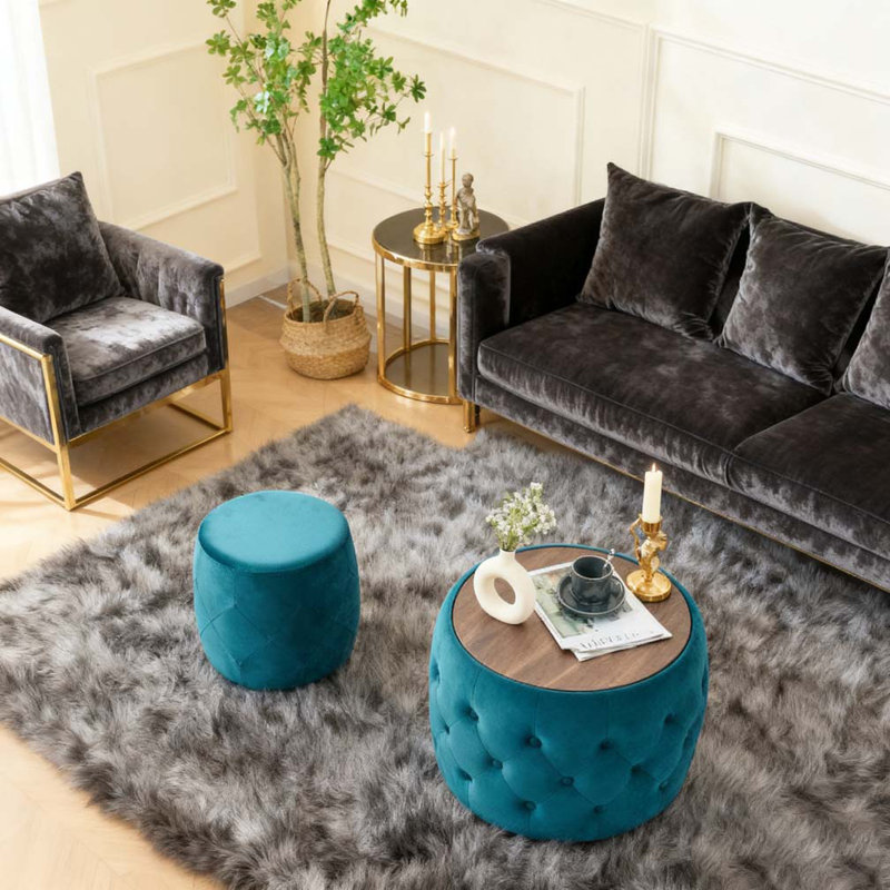 Nesting Storage Ottomans of 2, Blue