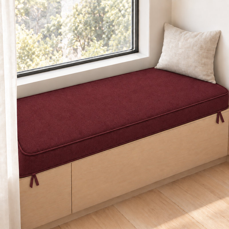 Coussin de banc sur mesure de 7,6 cm de hauteur avec double passepoil et 2 attaches pour coussin, pour sièges d'intérieur et d'extérieur.