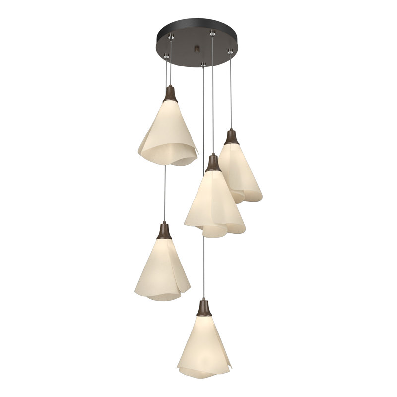 Mobius - Luminaire suspendu grappe, H 80 po x l 17,3 po x P 17,3 po, Bronze, 5