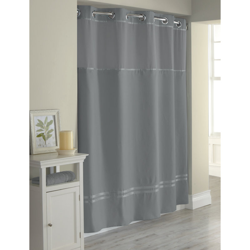 Graphite Hookless Fabric Shower Curtain with Liner