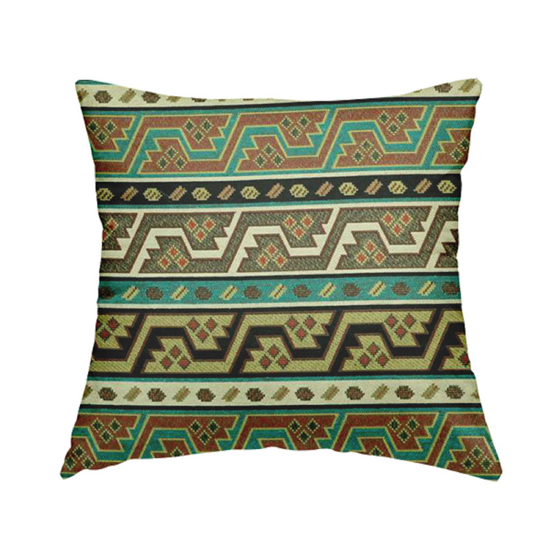 Tiffin Striped Square Cushion, 55cm H x 55cm W x 5cm D, Teal/Blue