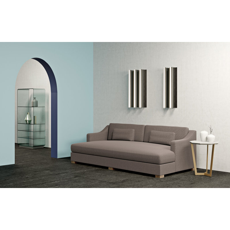 Crosby Slope Arm Daybed, Box Weave Linen Blue Print, Weathered