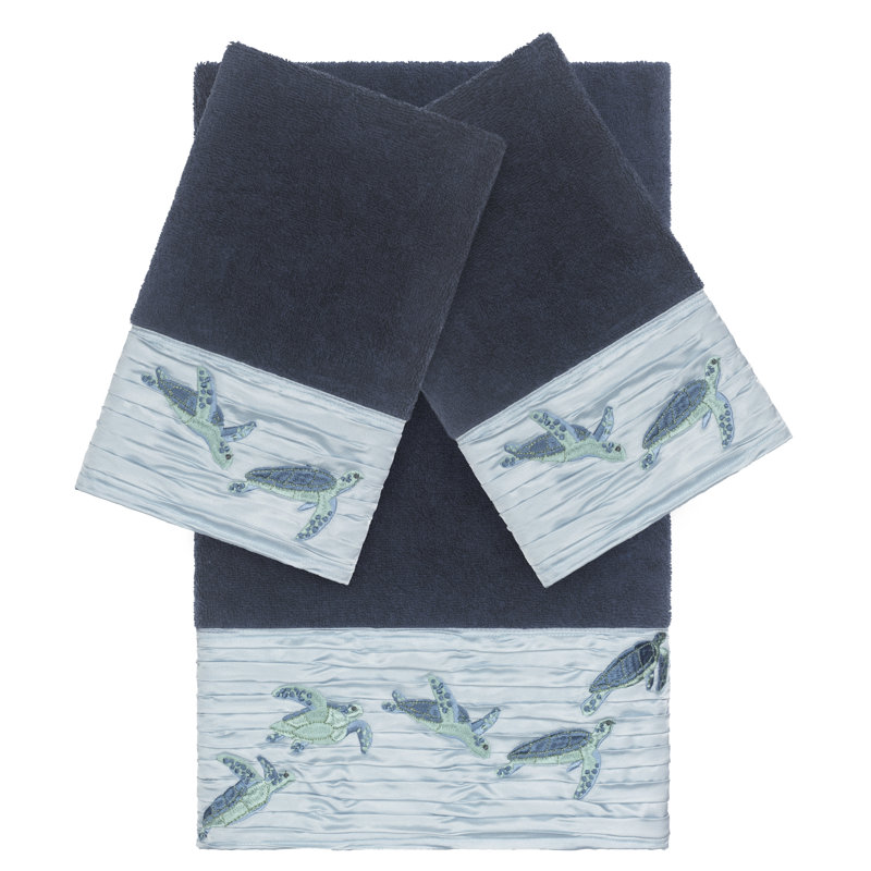 Mia Embellished 3 Piece Towel Set, Midnight Blue