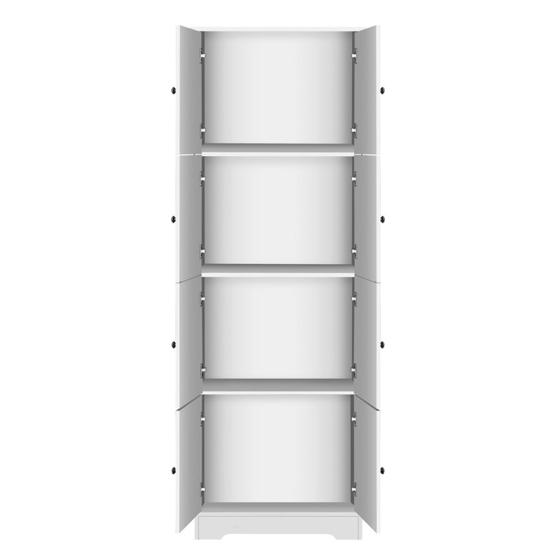 Armoire de rangement blanche à 8 portes et 4 tablettes pour la salle de lavage - pratique avec 8 portes et 4 tablettes pour économiser de l'espace