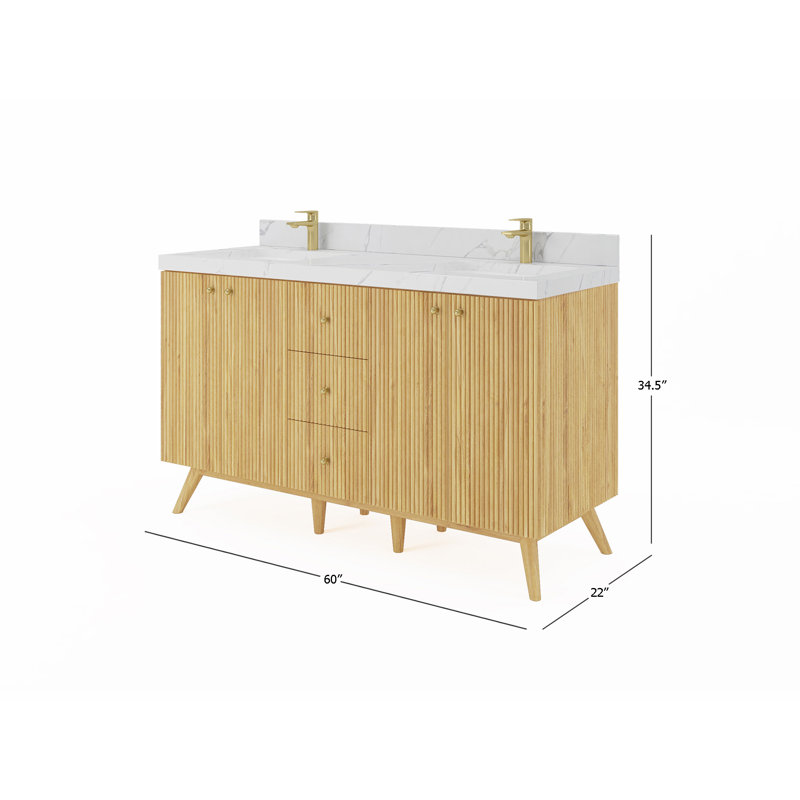 Ensemble de meuble-lavabo double 60 po Dieterger, Empira blanc