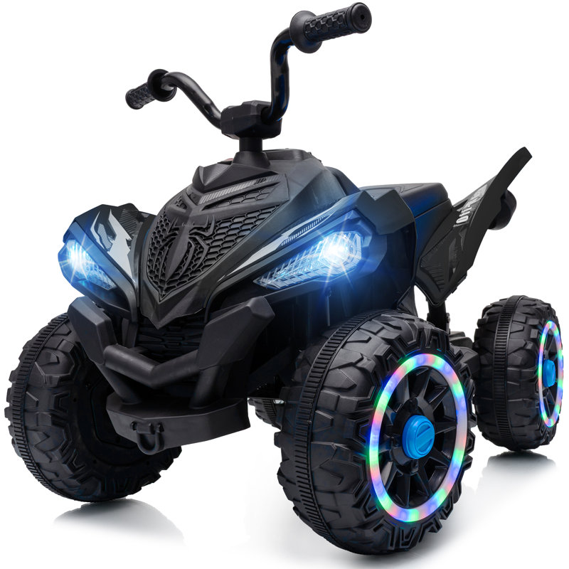 Outfunny 24V Kids ATV 4 Wheeler, Kids Ride On Toy avec roues lumineuses à DEL, musique et port USB - noir
