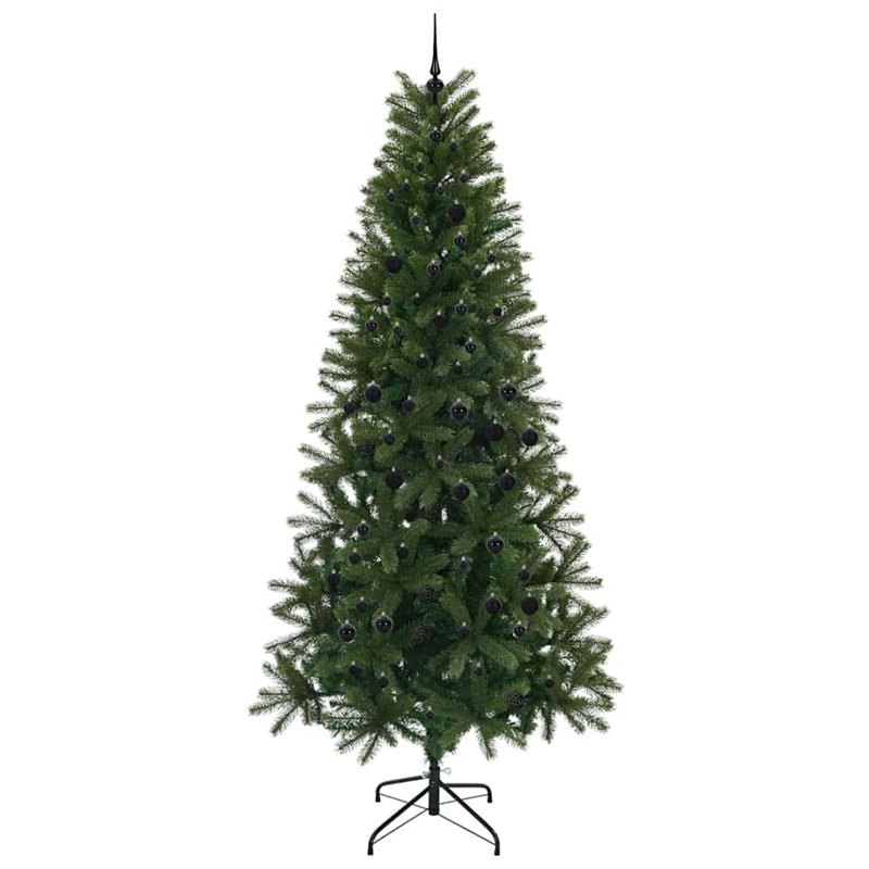  Artificial Christmas Tree with 300 LEDs  PE and PVC, 7.87' H, Black