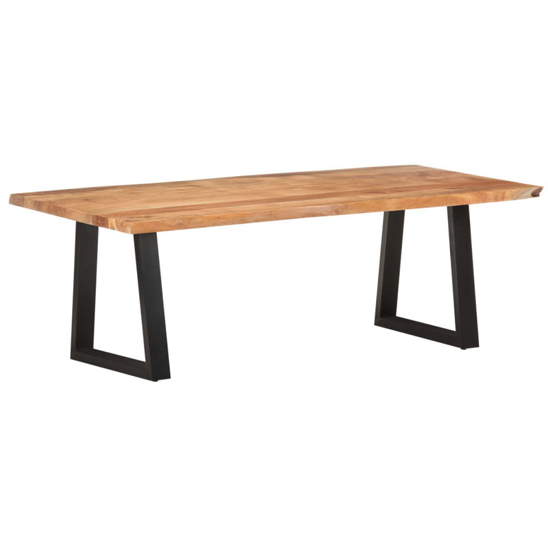 Table basse Table d'appoint avec bords en bois d'acacia massif, Naturel