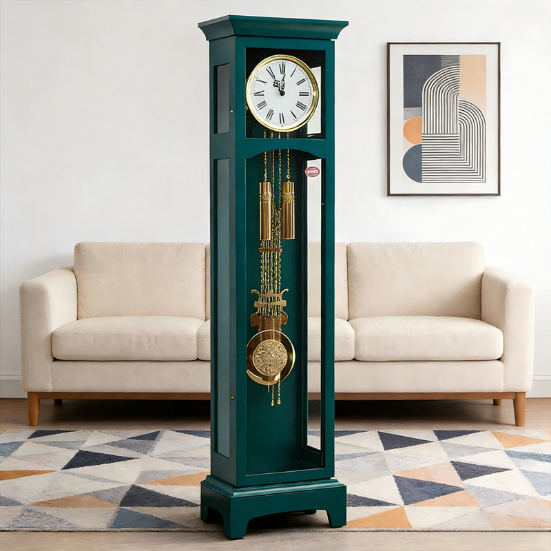 Horloge sur pied 75,59 "moderne de luxe verte avec mécanisme à pendule mécanique