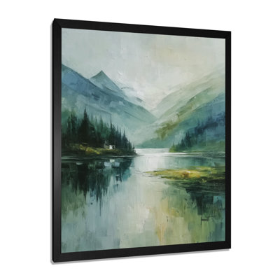 Green Black Lake Breeze Sunrise Mist - Sunrise Wall Art, Green Landscape Canvas Print