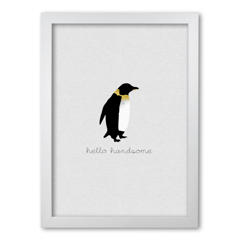 Hello Handsome Animal - Print, White Grain Frame, 42 cm H x 30 cm W x 5 cm D