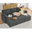 Sleeper Sectional Sofa with Pull-out Bed and Storage Chaise, Linen Blend Grey Upholstery – For Living Room-430243413