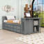 Lit plateforme simple en bois avec bureau intégré et 3 tiroirs et lit gigogne-106915462
