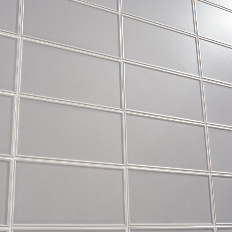 Tori Border Ceramic Subway Tile, Cool Gray, 4" W x 8" L
