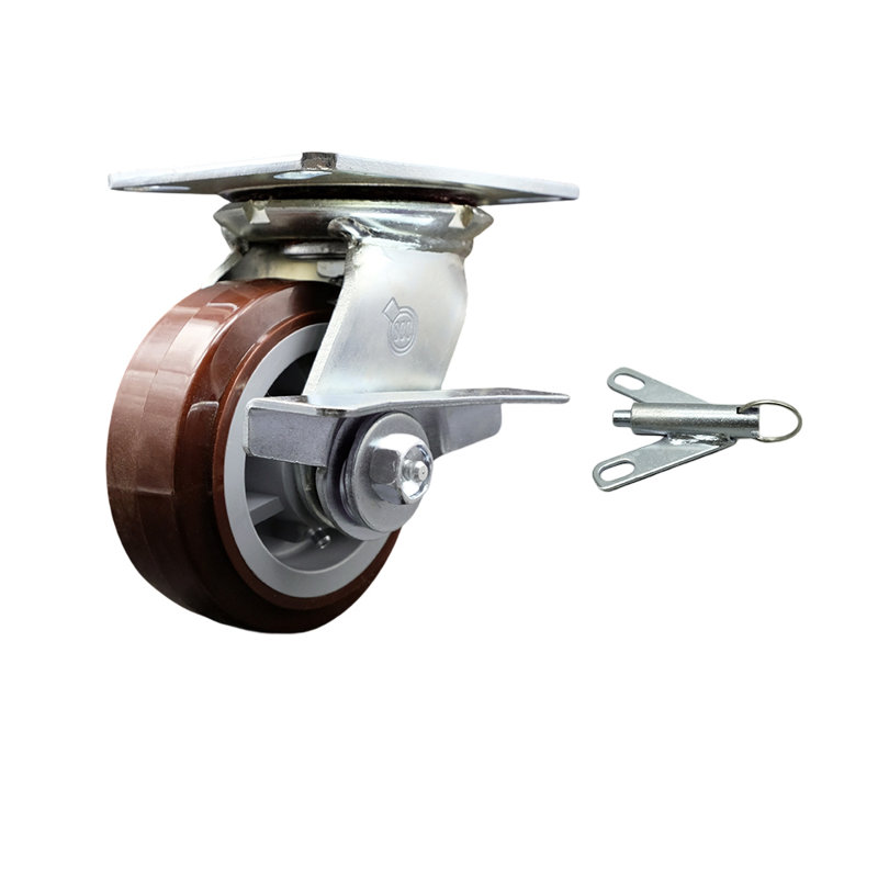 5 Inch Polyurethane Caster with Roller Bearing and Brake/Swivel Lock SCC