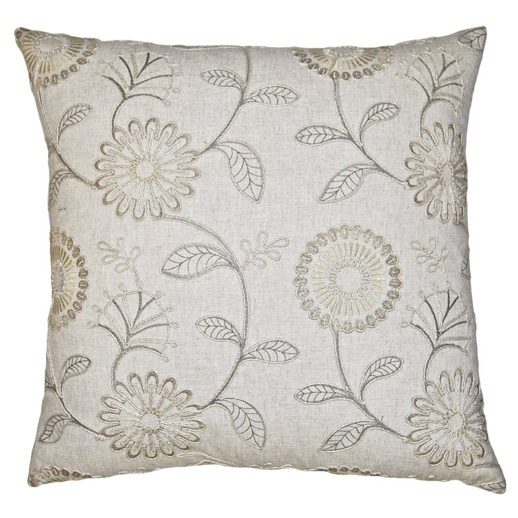 Square Feathers Driftwood Floral Feather Reversible Throw Pillow | Wayfair
