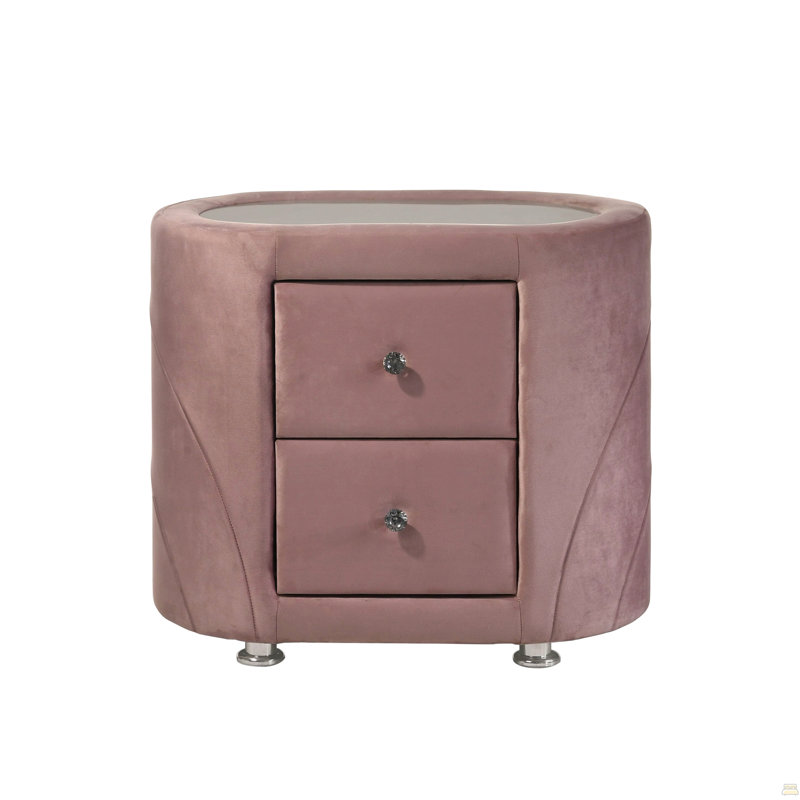 Magnifique table de chevet à deux tiroirs en velours 1pc