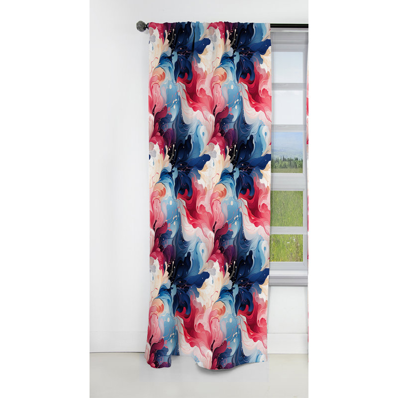 «Colorful Artistic Expression Marble Swirls II» - rideau occultant en marbre abstrait - 1 panneau, L 52 po x L 108 po