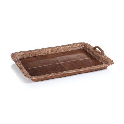 Cadwyn Leather & Raffia Serving Tray