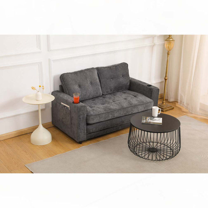 Convertible Futon Couch Sleeper Sofabed, Dark Gray