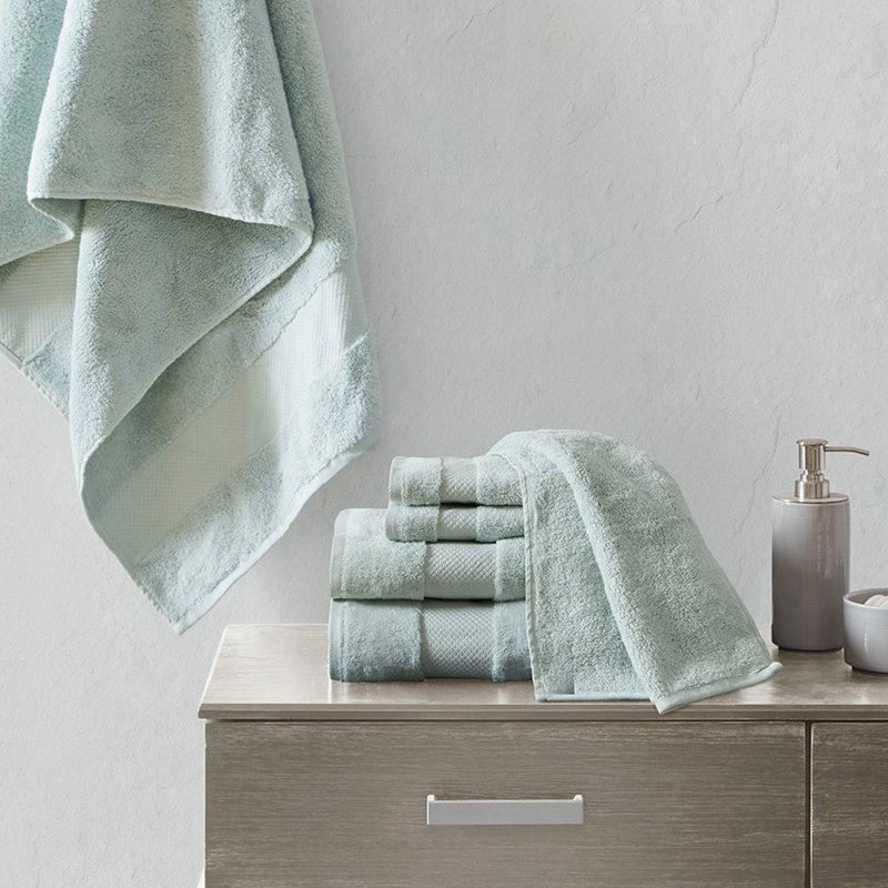 Cotton 6 Piece Bath Towel Set, Seafoam