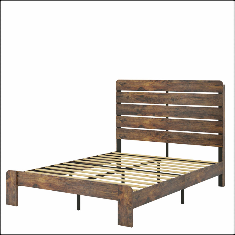 Base de lit, base de lit plateforme en bois, grand rangement sous le lit, King