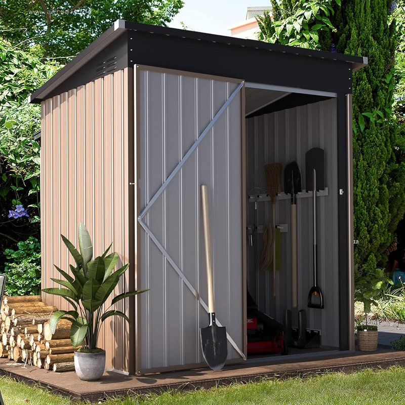 Caitilyn 14 ft. W x 8 ft. 7 in. D Metal Overlap Pent Storage Shed