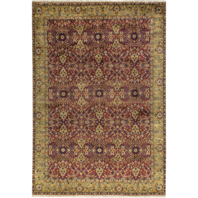 Tapis rouge et or de haute qualité noué à la main