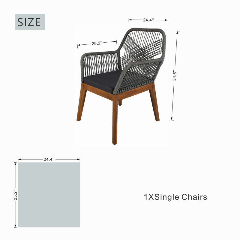 Chaise de patio en bois avec coussins Beryna