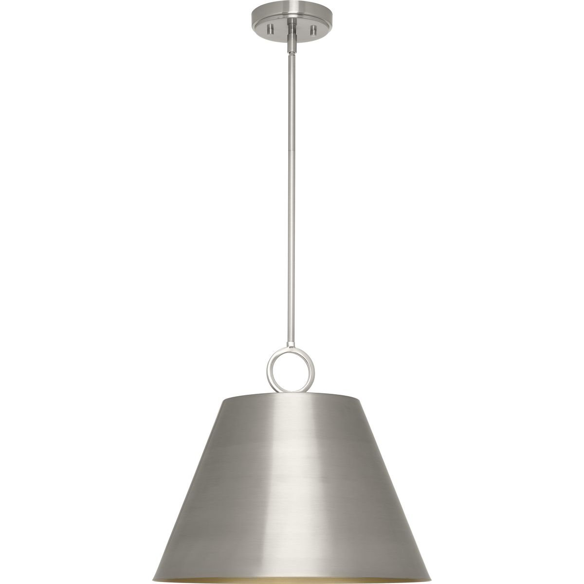 Elda Metal Dimmable Pendant, Brushed Nickel, 15.25" H x 17.87" W x 17.87" D