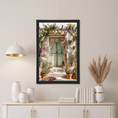 «Floral Courtyard Scene», ensemble de 1 reproduction d'art sur toile tendue sur toile