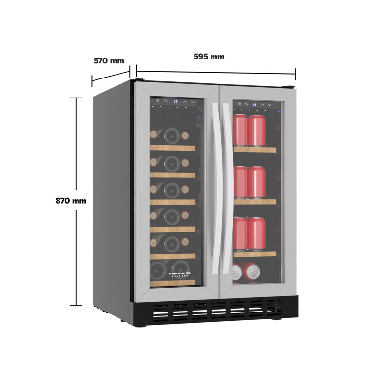 Frigidaire Gallery 24" Width 41 Cans & 18 Bottle Dual Zone Built In Beverage Refrigerator, Wood Shelves