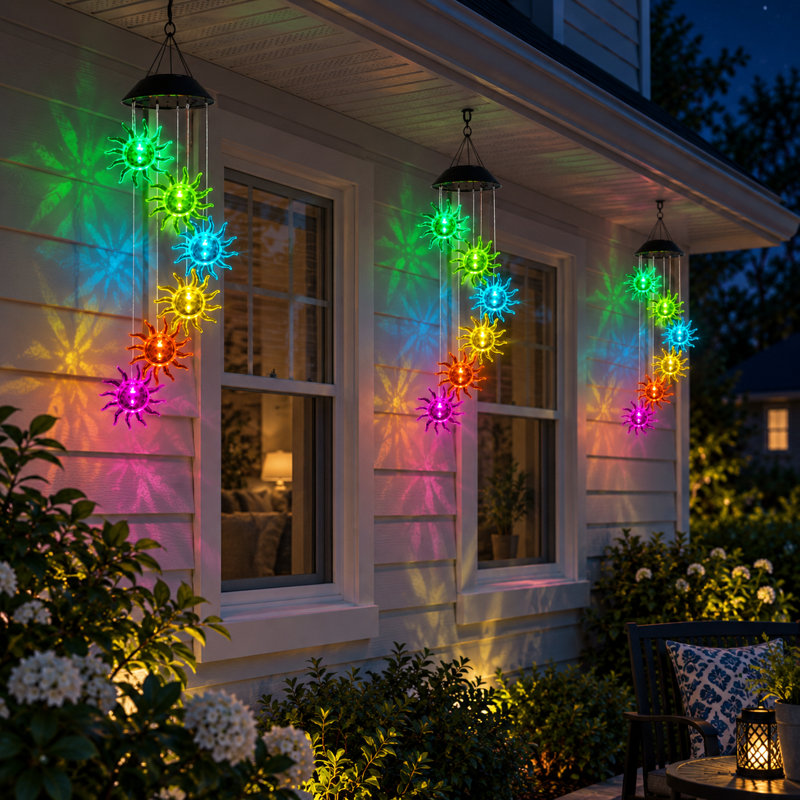 25'' Solar Powered Wind Chimes Color Changing Outdoor Waterproof for Christmas Decor Gift for Mom Grandma