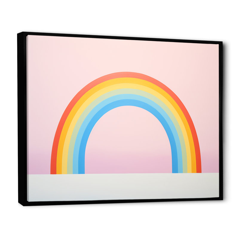 Minimalisme, arc-en-ciel, répit sur toile, H 24 po x l 32 po x P 1 po, Cadre flottant noir