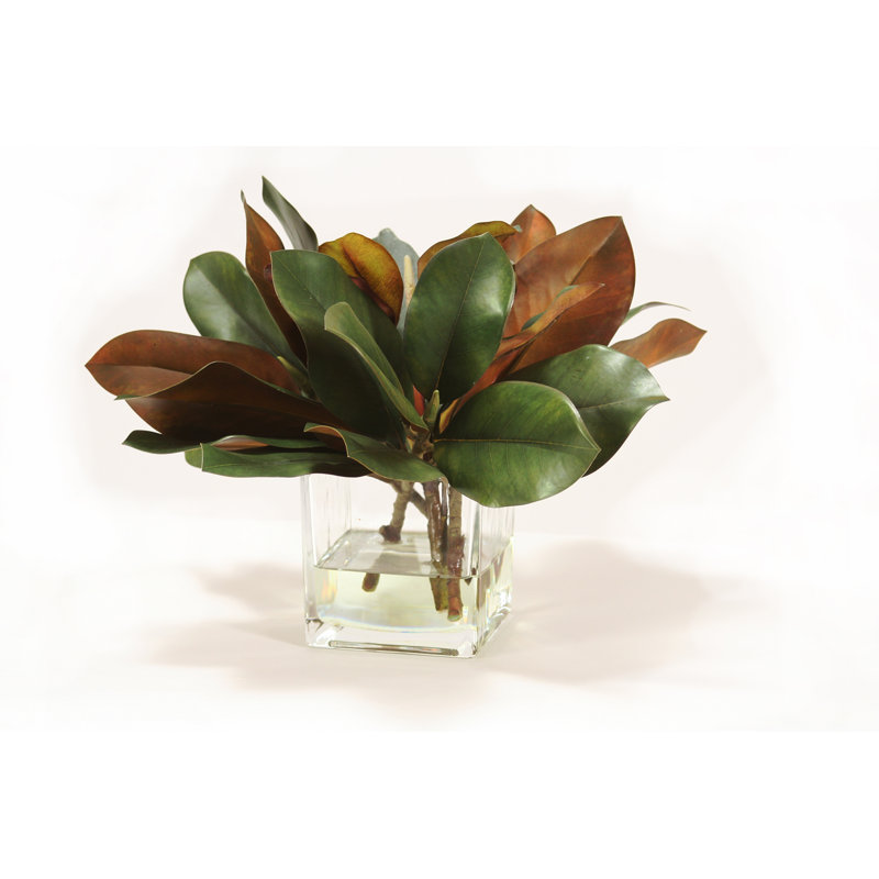 12'' Faux Foliage Plant in Glass Decorative Vase
