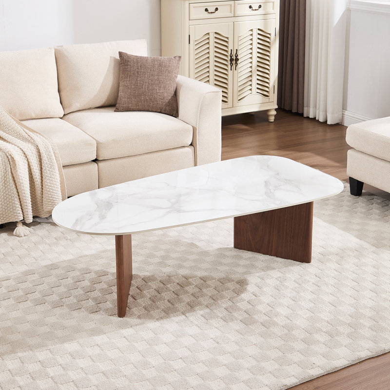 Table basse moderne en bois massif irrégulière, table basse simple facile à installer pour le salon, la chambre à coucher