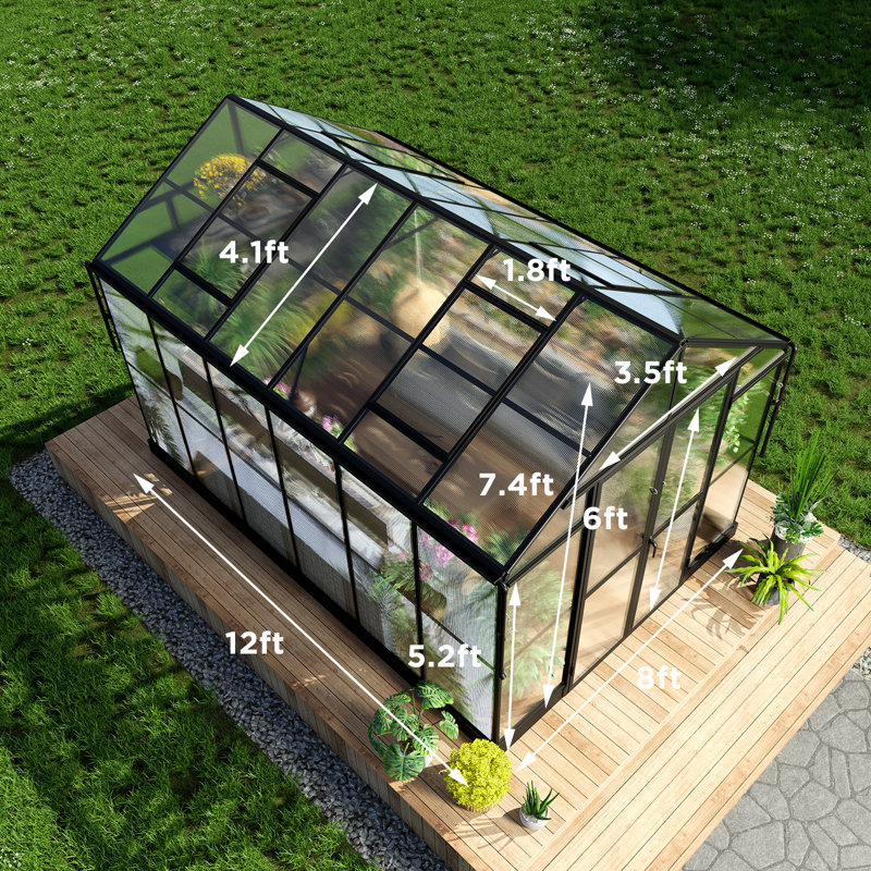 Porte de grange double en polycarbonate 2 évents Grower’s Haven, 8 pi x 12 pi x 7,5 pi